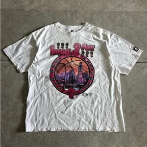 1998 Vintage Chicago Bulls Repeat 3-Peat White T Shirt Size XL